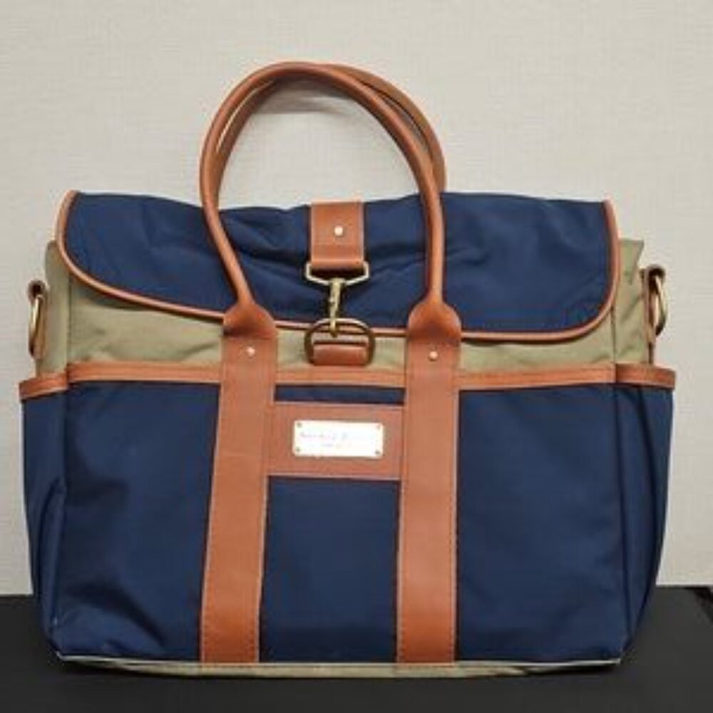 Sword & Plough Navy Laptop Messenger Bag - Canvas & Leather